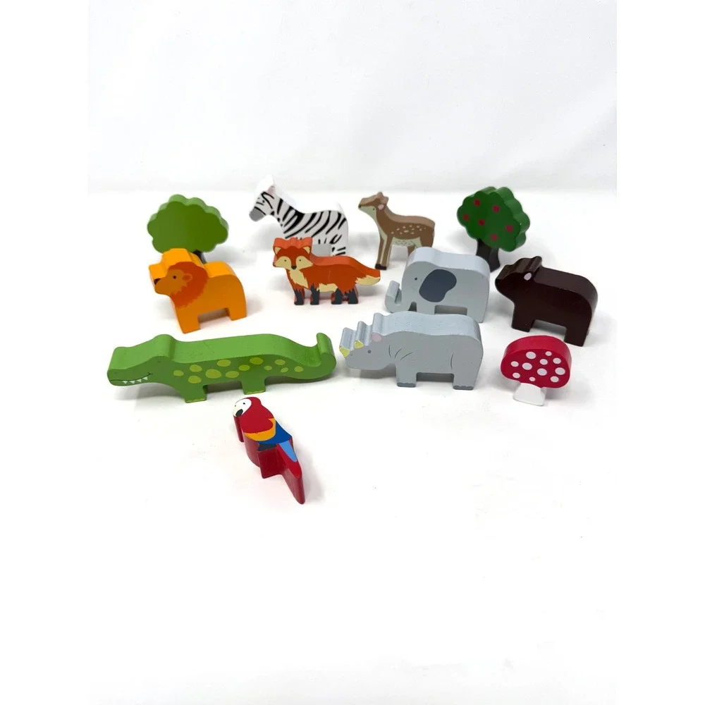 12 Piece Wooden Animal Balancing Blocks Stacking Toy Set Multicolored Montessori